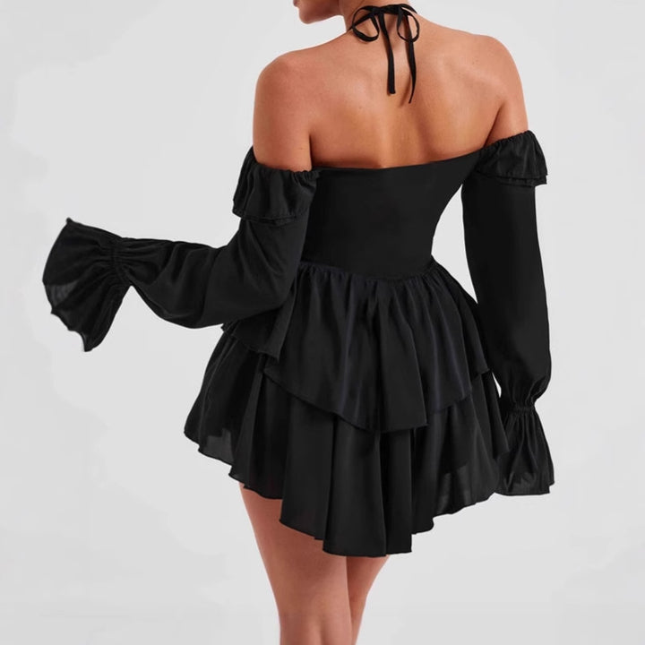 Women Spunky mini dress with ruffles and off-shoulder design Lune London