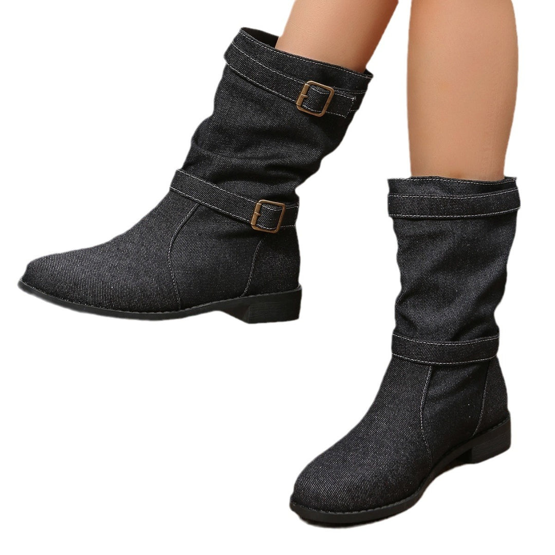 Women’s ankle boots with stylish pleated design and adjustable strap Lune London