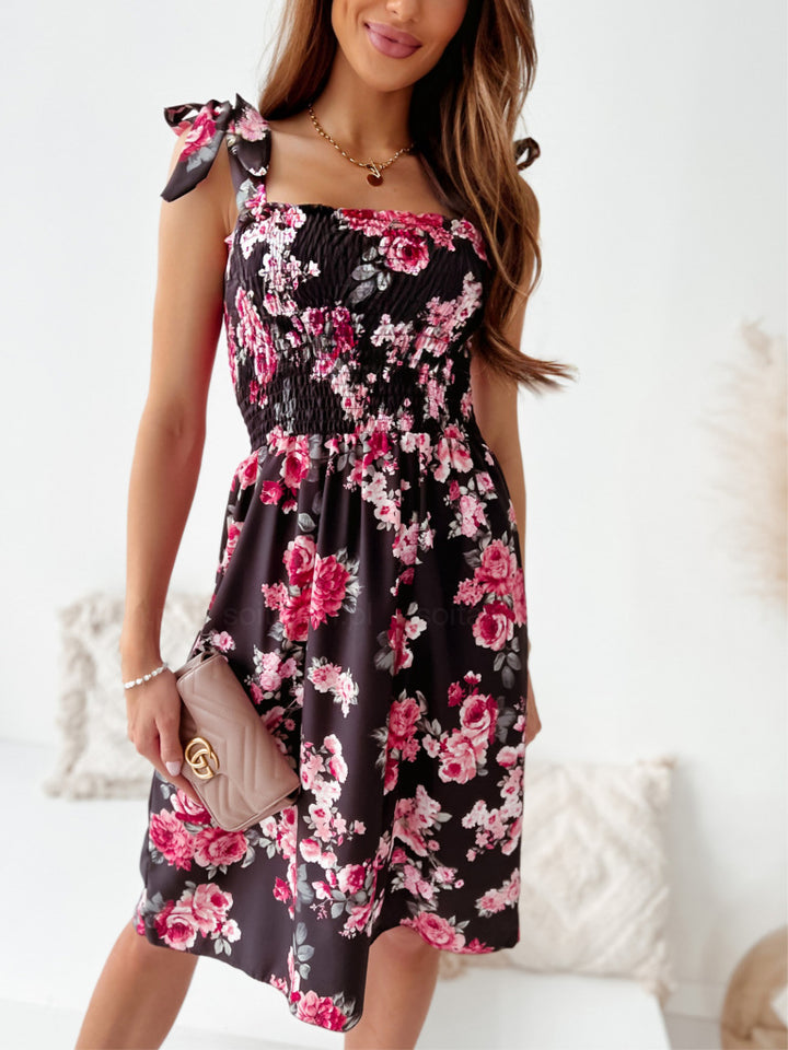 Lune London floral smocked midi dress for women