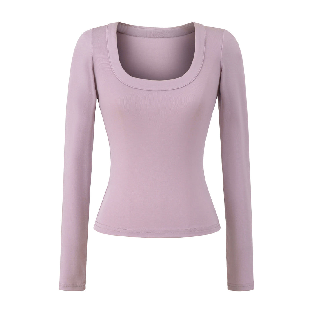Women’s long sleeve top with deep round neckline Lune London