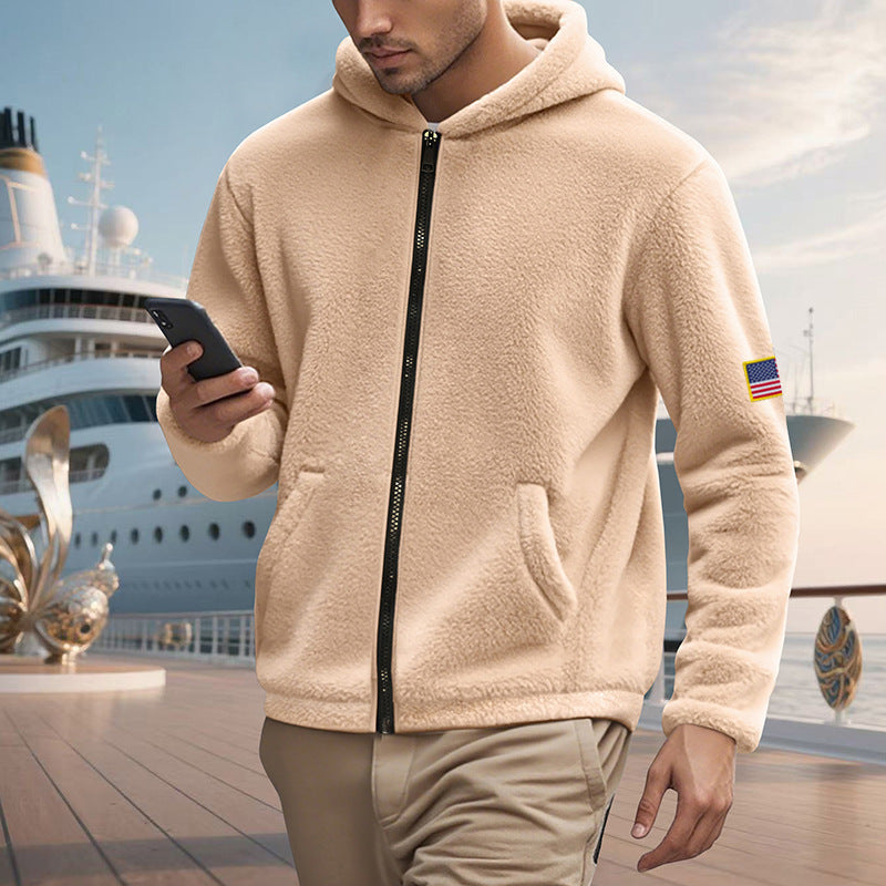 Men's fleece hoodie with full zipper and practical pockets Lune London