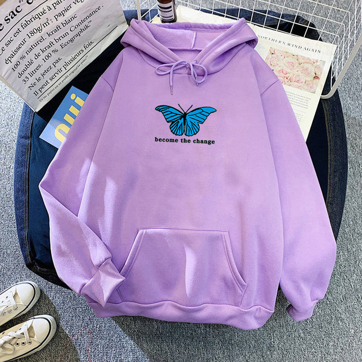 Women's hoodie with modern butterfly motif and inspiring inscription Chic & Stil