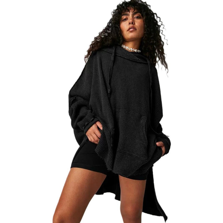Ladies Oversized Hoodie in Mesh with Kangaroo Pocket Lune London