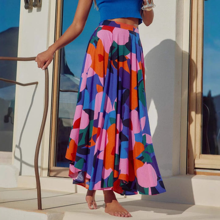 Maxi skirt for women with a colorful and textured design and a loose fit Lune London