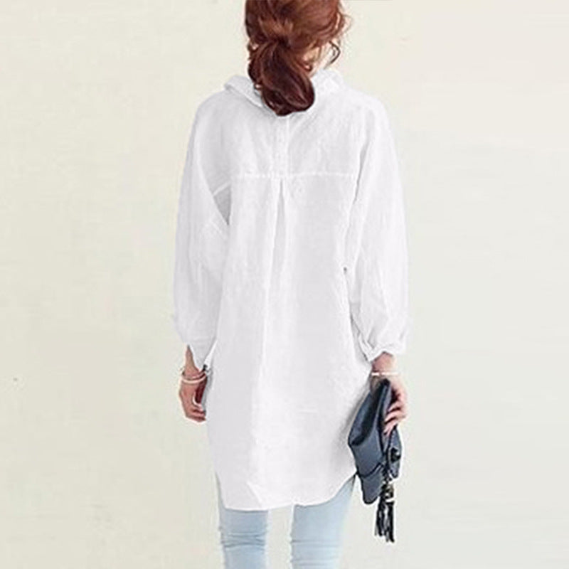 Ladies Oversized Linen Button-Up Tunic Lune London