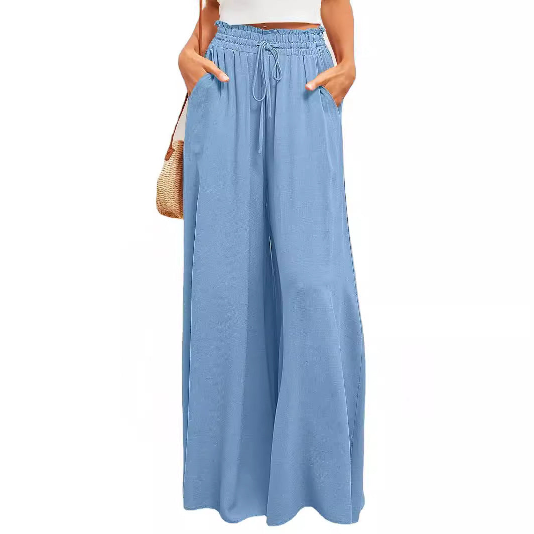 Wide Palazzo pants for women with elastic waist and practical side pockets Lune London