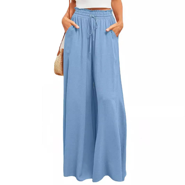 Wide Palazzo pants for women with elastic waist and practical side pockets Lune London