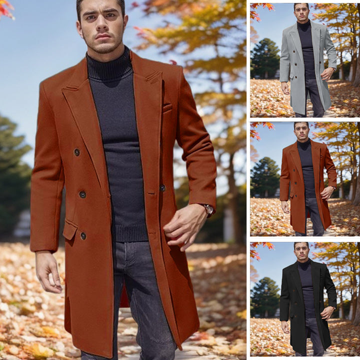 Long double-breasted coat for men in high-quality fabric Lune London
