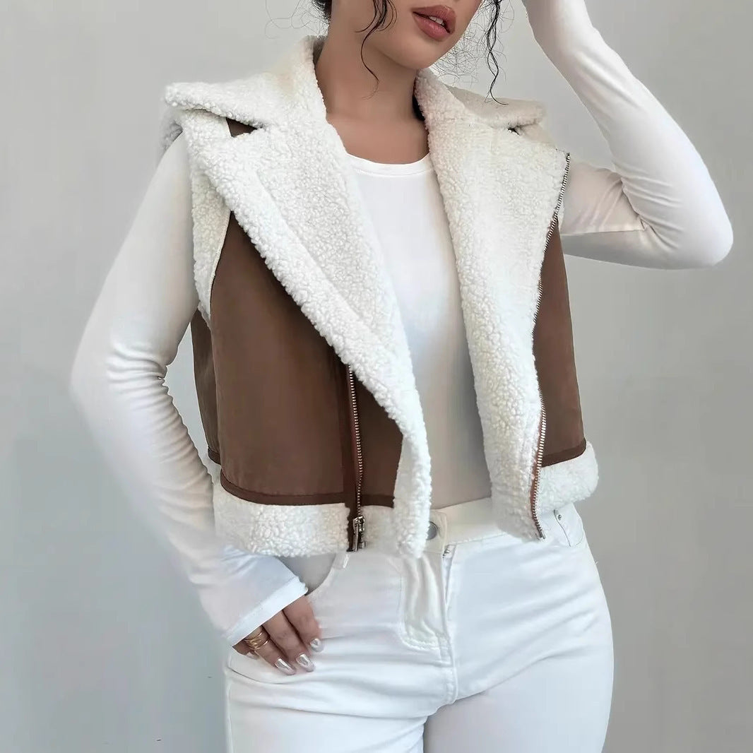 Ladies reversible faux fur vest with high-quality zipper Lune London