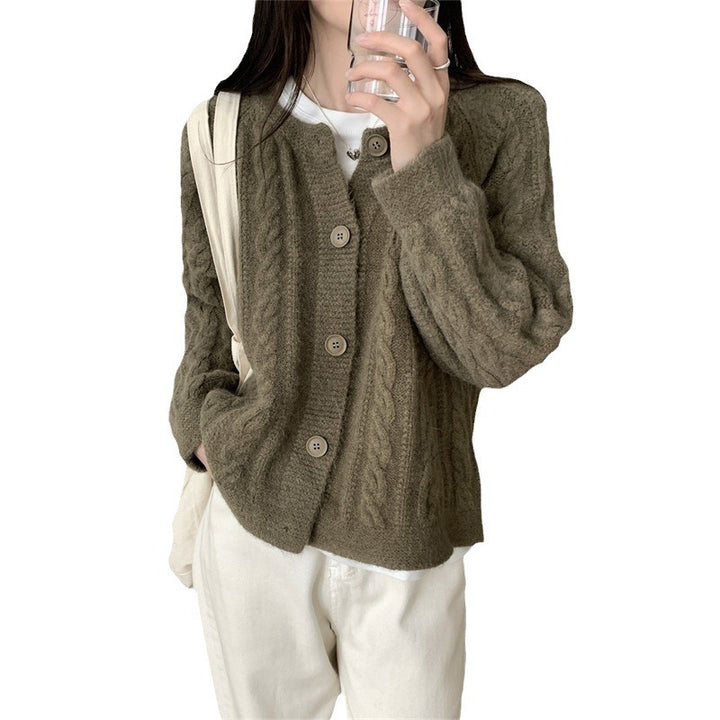 Cardigan épais en tricot pour femmes avec motif en câble et manches larges Chic & Stil