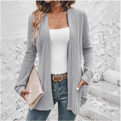 Knit jacket for women with open design and practical pockets Lune London