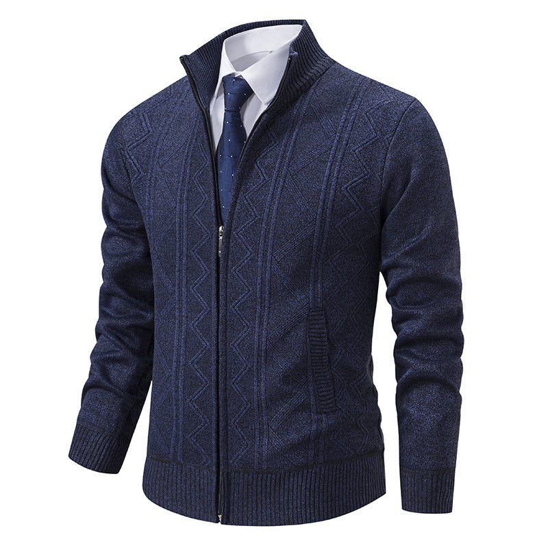 Men's knit jacket with high collar and zipper Lune London