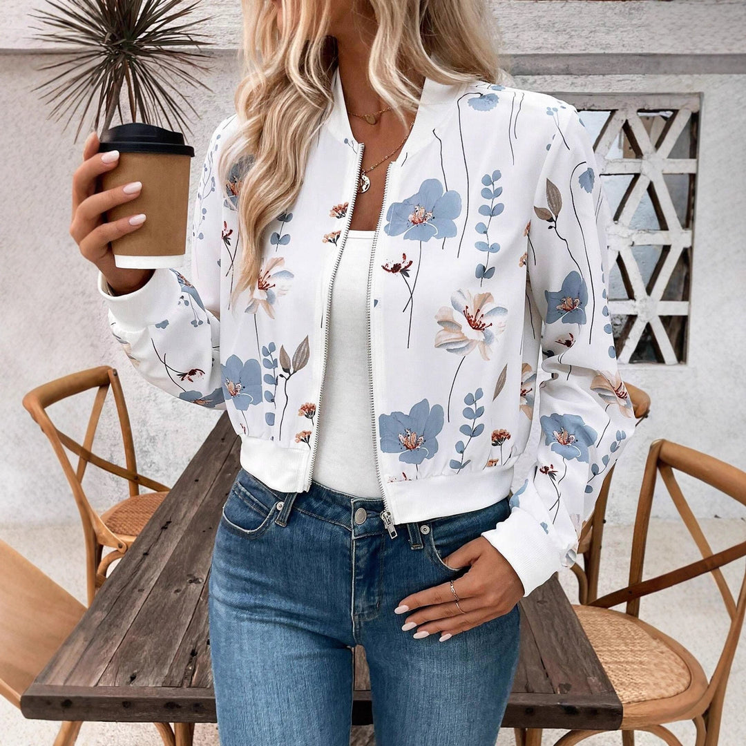 Women's bomber jacket with floral design and elastic cuffs Lune London