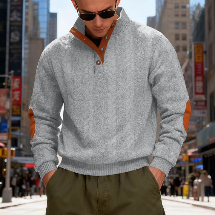 Men's knitted sweater with contrasting details and modern button closure Lune London