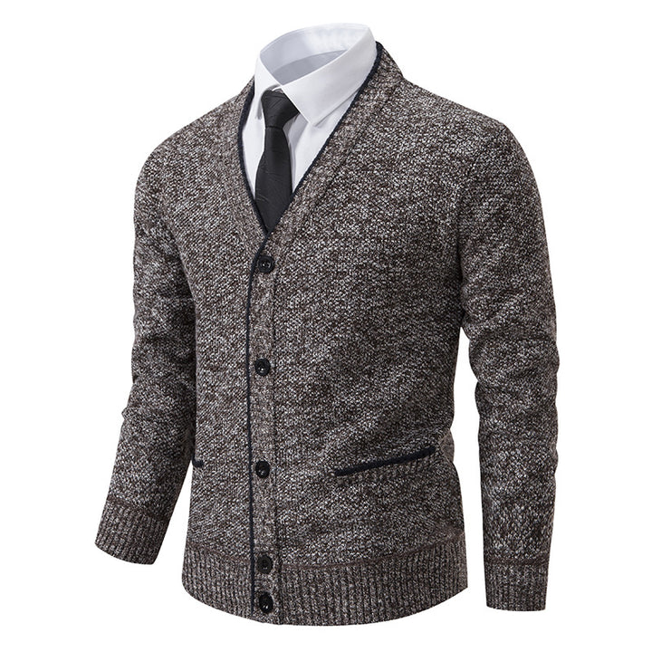 Knit jacket for men with V-neck and elegant details Lune London