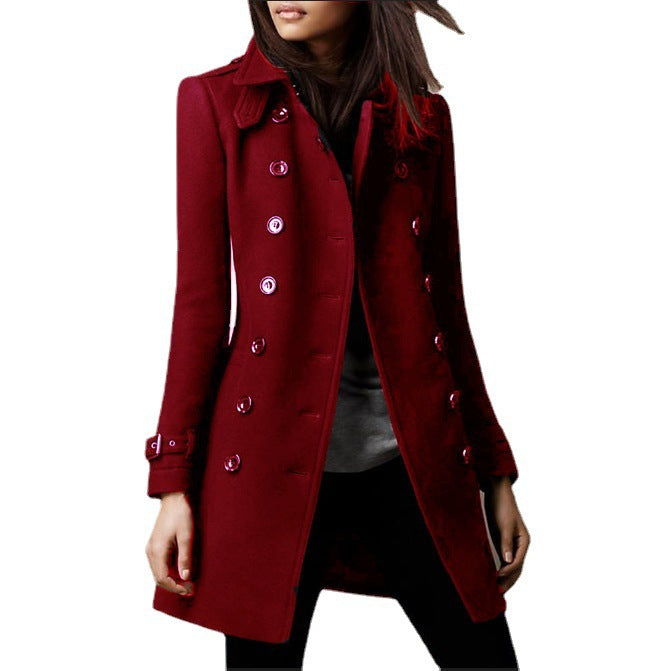 Lady elegant long coat with double breasted Lune London
