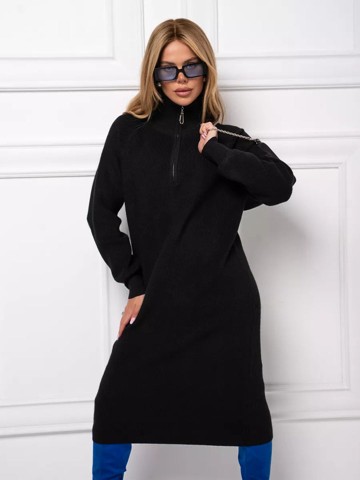 Robe tricotée pour femmes avec col montant et fermeture éclair Chic & Stil