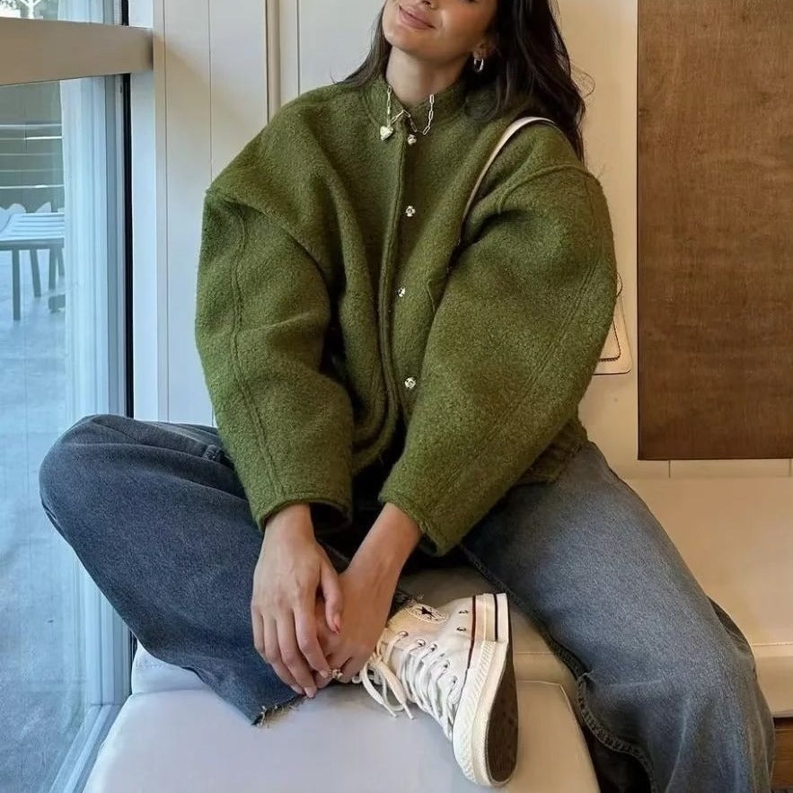 Casual transition jacket for women with high collar and large pockets Lune London