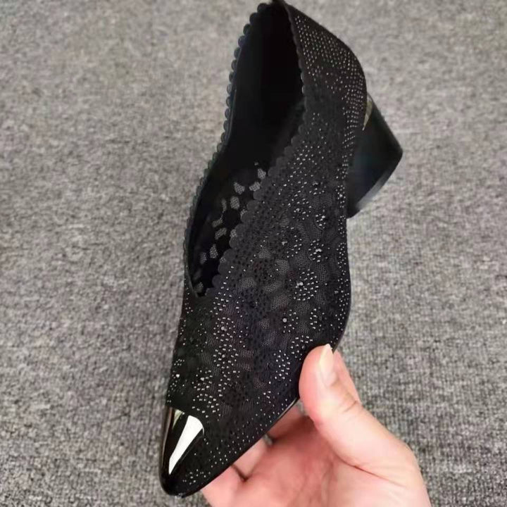 Ladies stiletto heels adorned with crystals Lune London