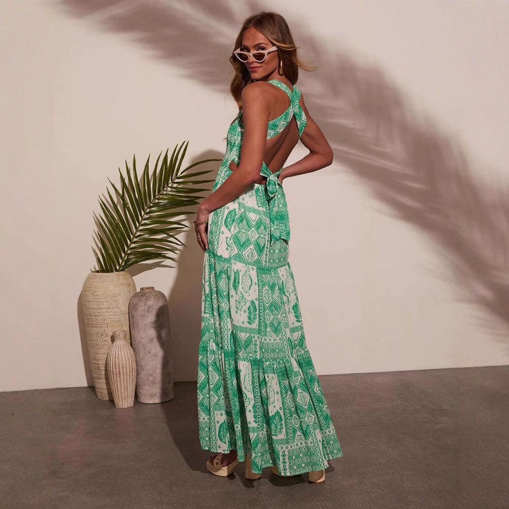 Maxi Dress for Women with Floral Details and Chic Off-Shoulder Design