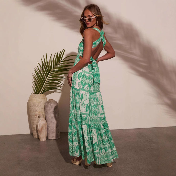 Maxi Dress for Women with Floral Details and Chic Off-Shoulder Design