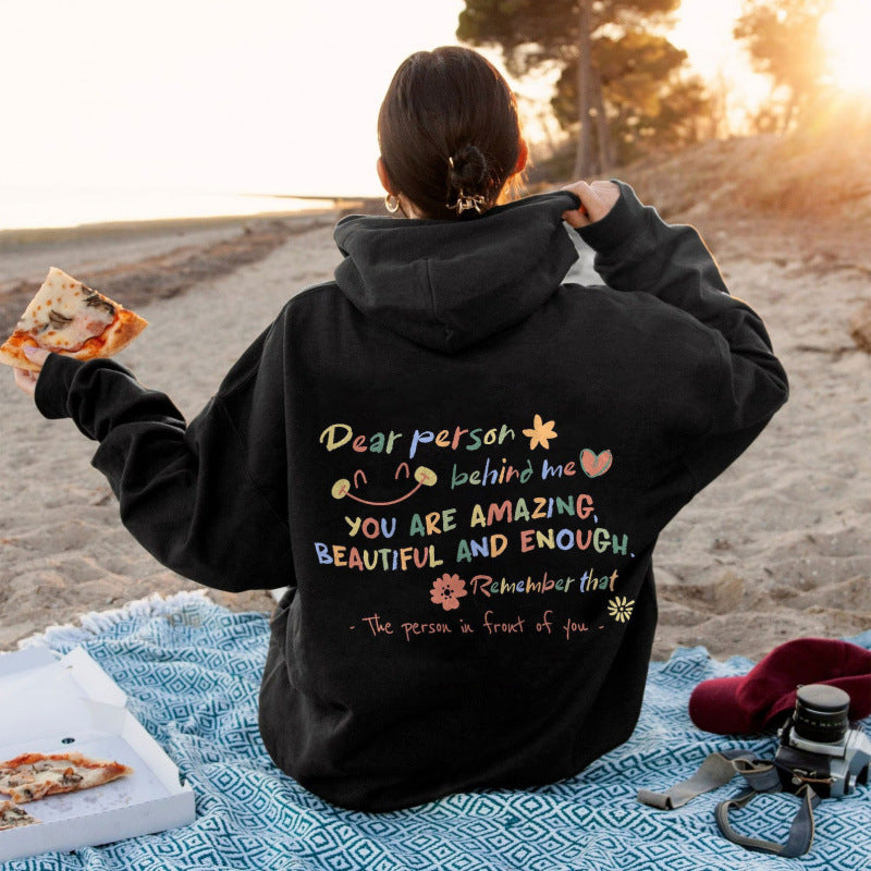 Women's Hooded Sweatshirt with Motivational Print and Comfortable Fit Lune London