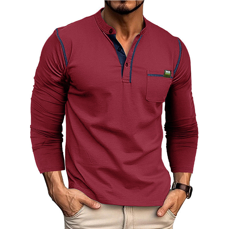 Men's long sleeve shirt with half-button and chest pocket Lune London