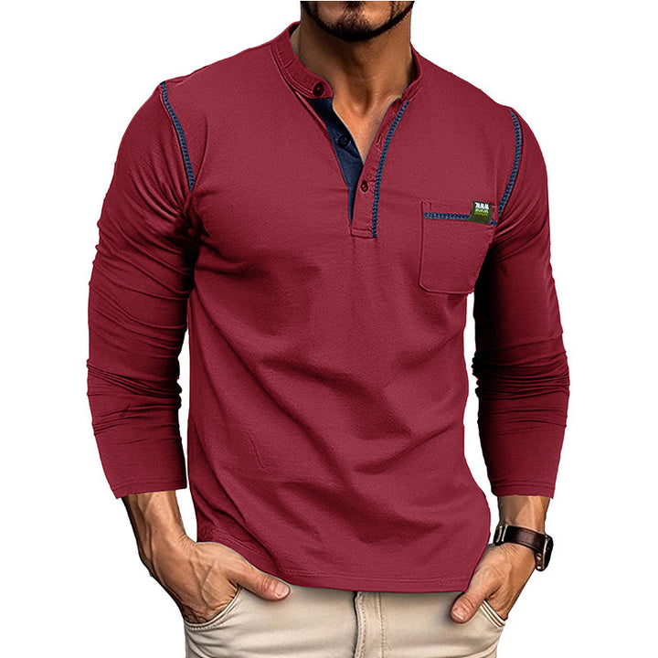 Men's long sleeve shirt with half-button and chest pocket Lune London