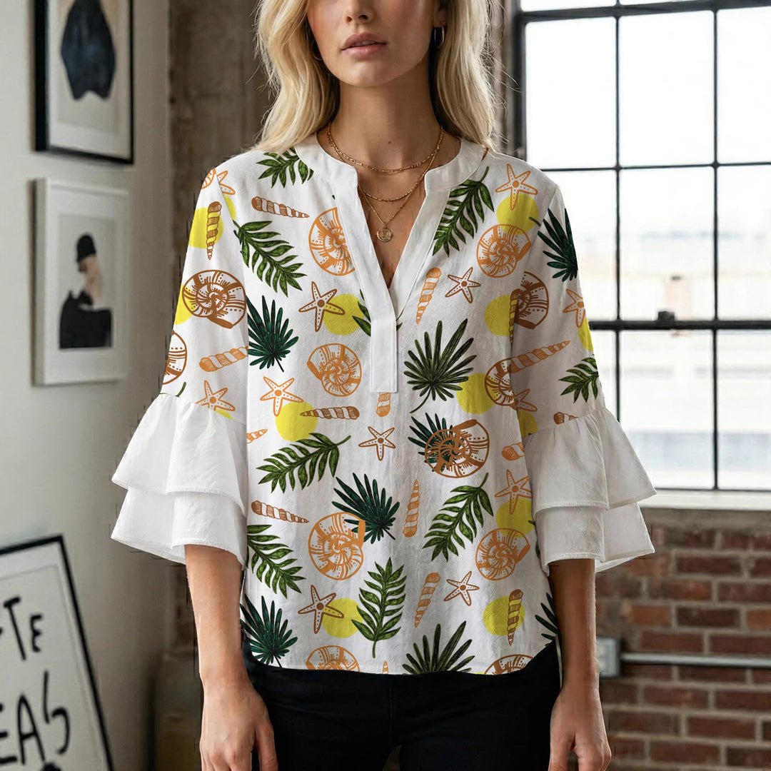Women's blouse with voluminous ruffled sleeves and modern design Lune London