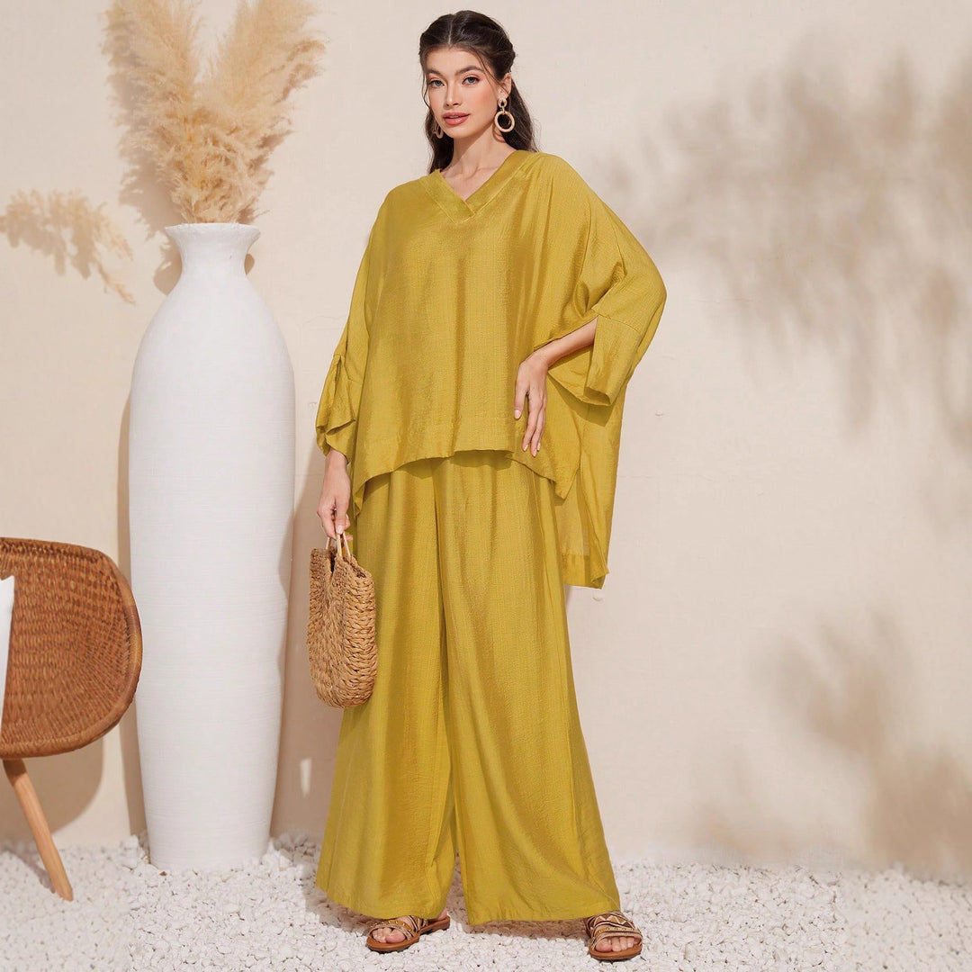 Ensemble décontracté pour femmes en deux pièces avec un haut volumineux et un pantalon large Chic & Stil