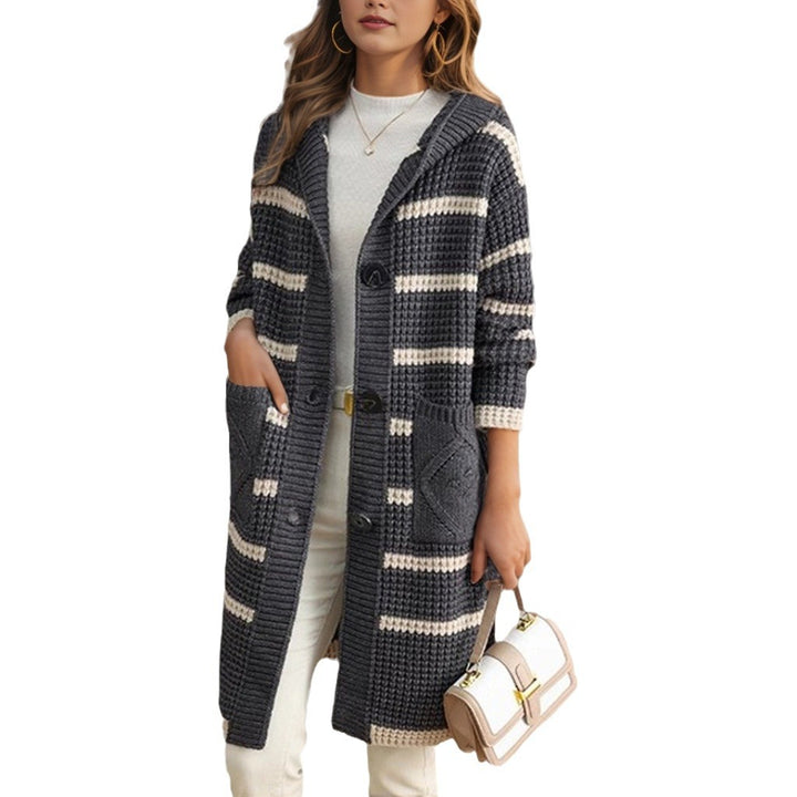 Knitted coat for women with hood and pockets Lune London