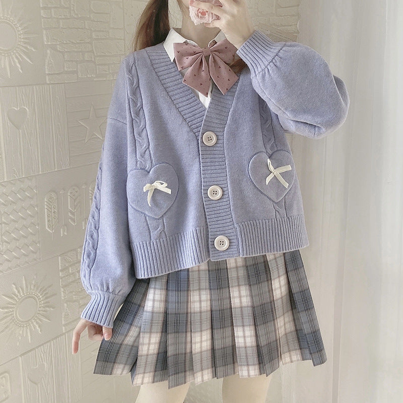 Cardigan for women with heart-shaped appliqués Lune London