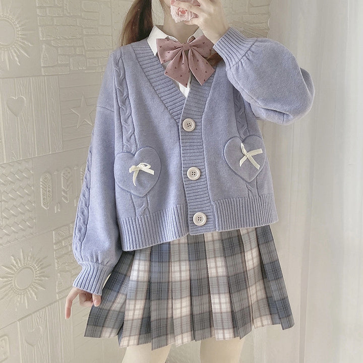 Cardigan for women with heart-shaped appliqués Lune London