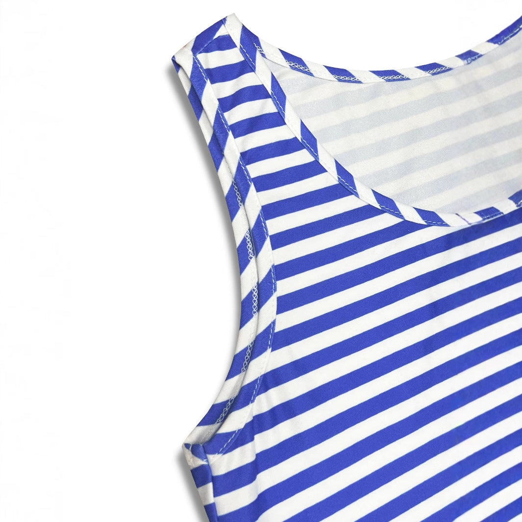Striped summer dress for women with a voluminous ruffled hem Lune London