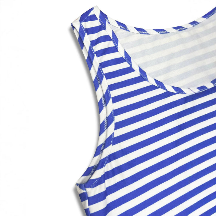 Striped summer dress for women with a voluminous ruffled hem Lune London