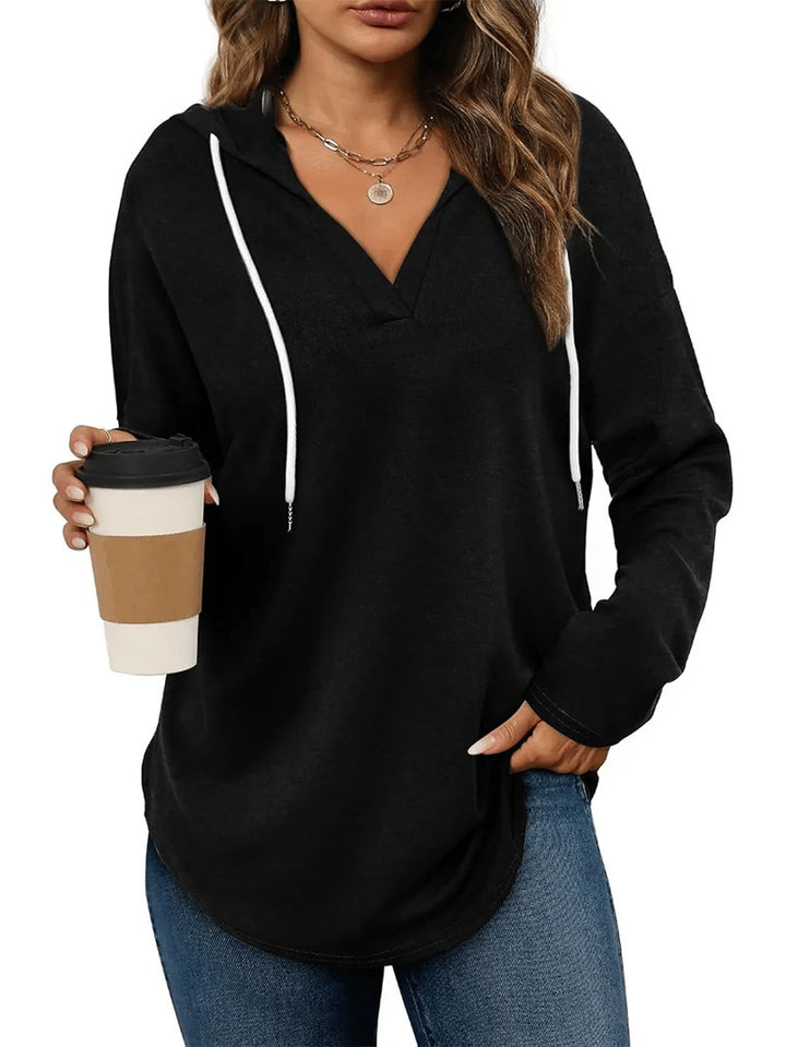 Women's casual hoodie with V-neck and long sleeves Lune London