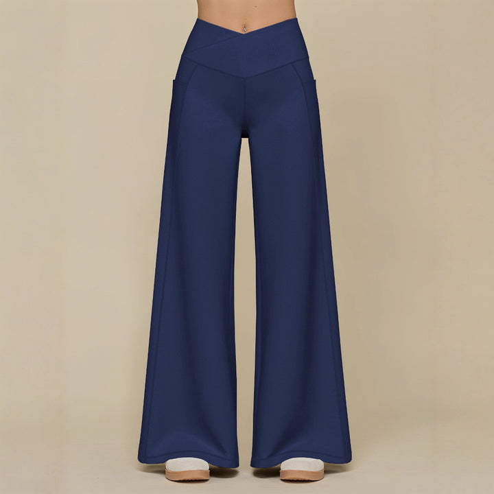 Elegant high-waisted casual trousers for women, with wide legs and practical pockets Lune London