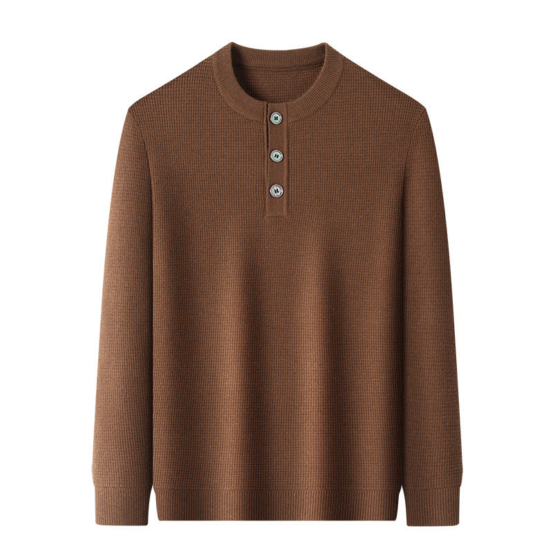 Warm knitted sweater for men with button placket Lune London