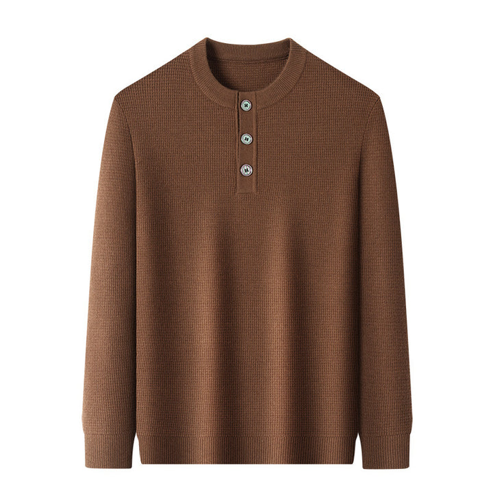 Warm knitted sweater for men with button placket Lune London