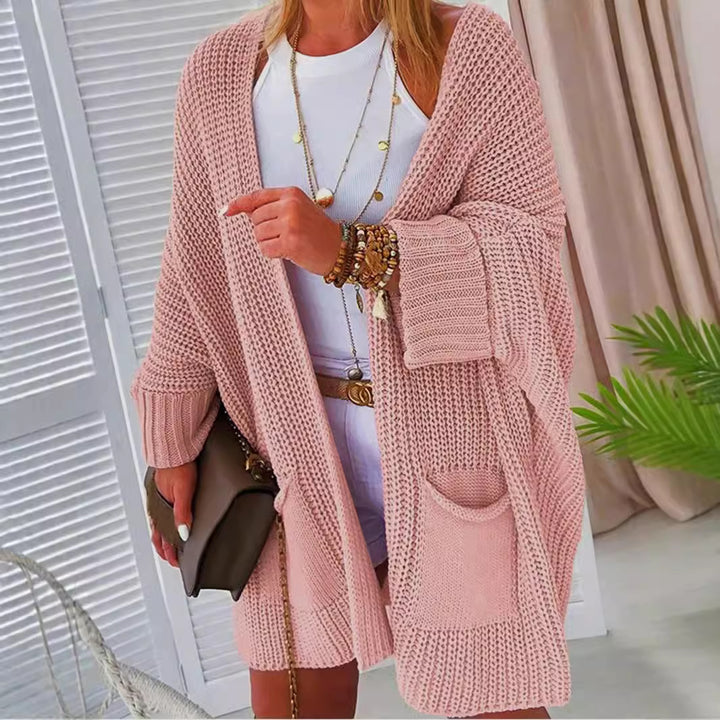 Thick knitted cardigan for women with open pockets and casual fit Lune London