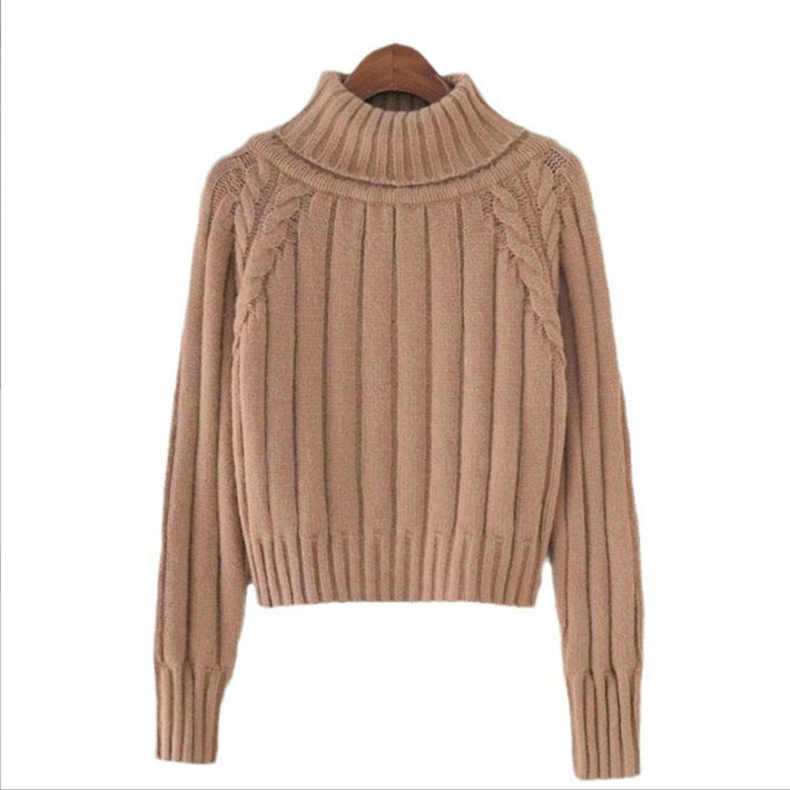 Knit sweater for women with high collar and ribbed structure Lune London