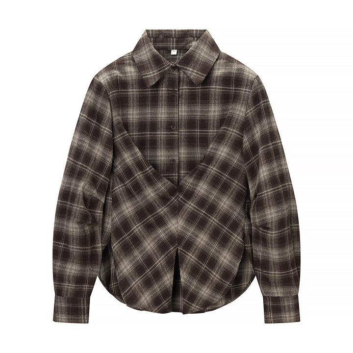 Chemise à carreaux pour femmes avec un design innovant enroulé Chic & Stil