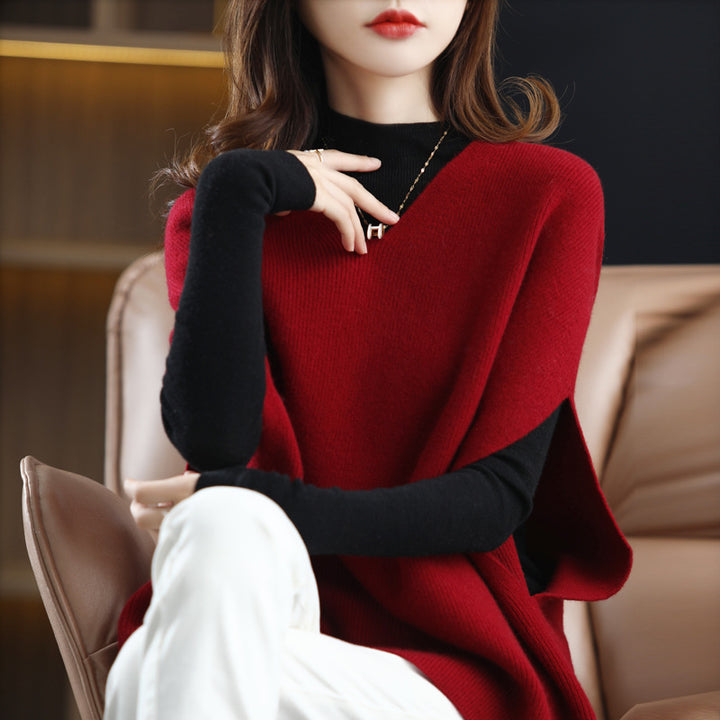 Ladies fashion knit poncho Lune London