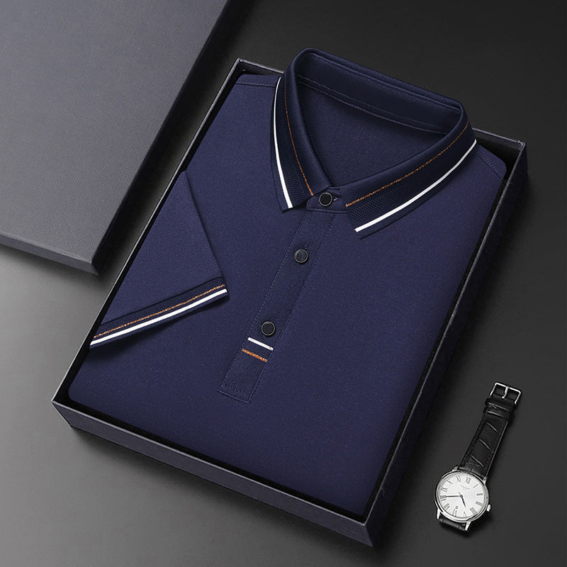 Men's modern polo in textured material with elegant accents Lune London