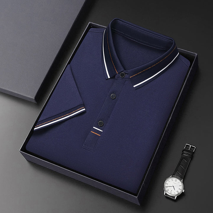 Men's modern polo in textured material with elegant accents Lune London