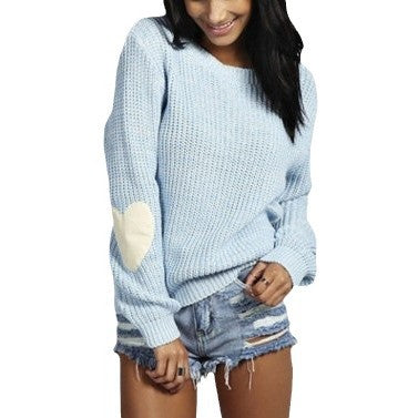 Knit sweater for women with heart-shaped appliqués and relaxed fit Lune London