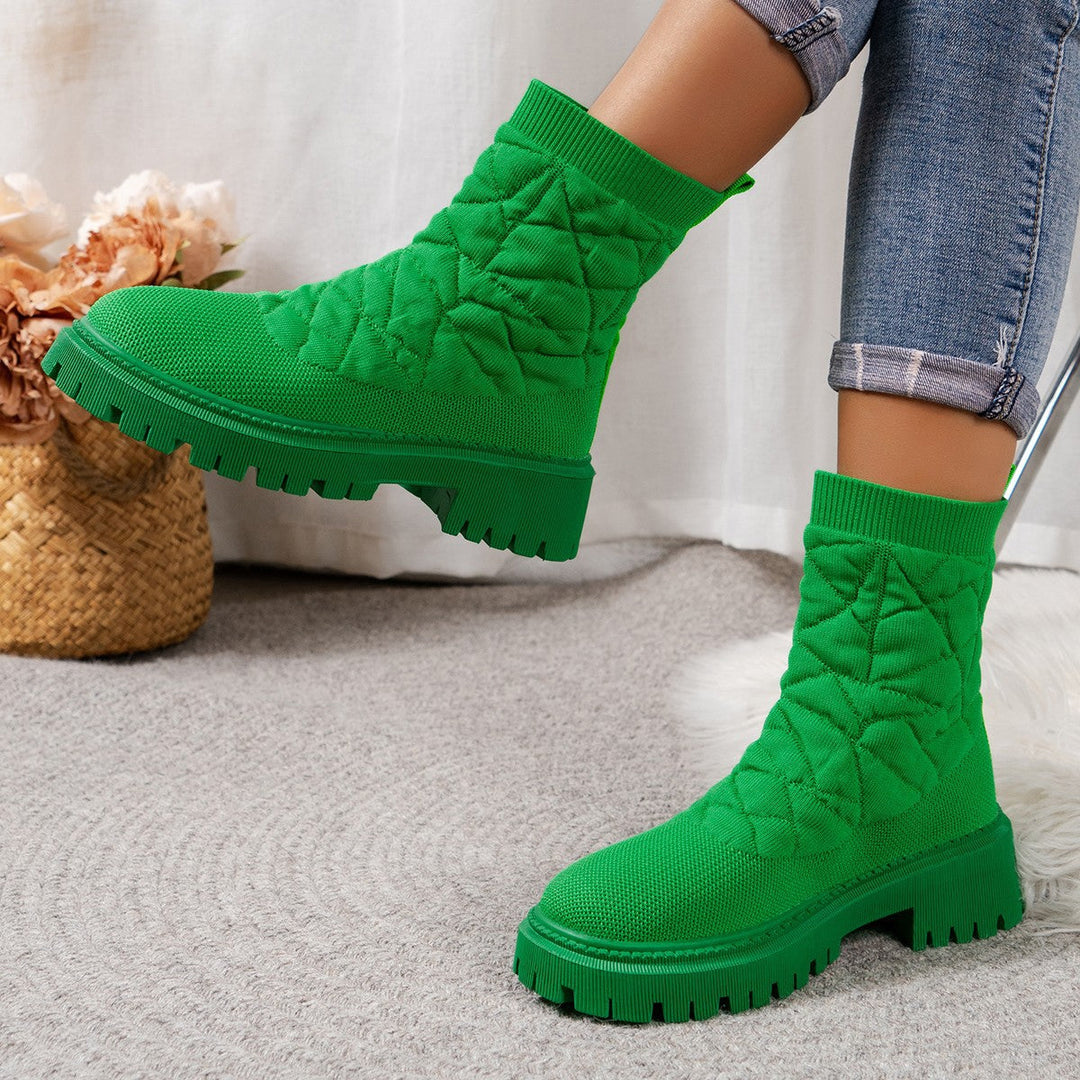 Ladies Fashion Boots with Textured Upper Material and Slip-Resistant Profile Sole Lune London