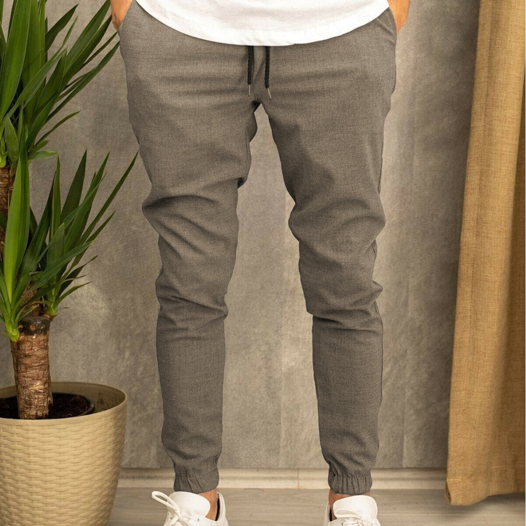Men's Slim Fit Jogging Pants with Elastic Waistband and Practical Side Flap Pockets Lune London