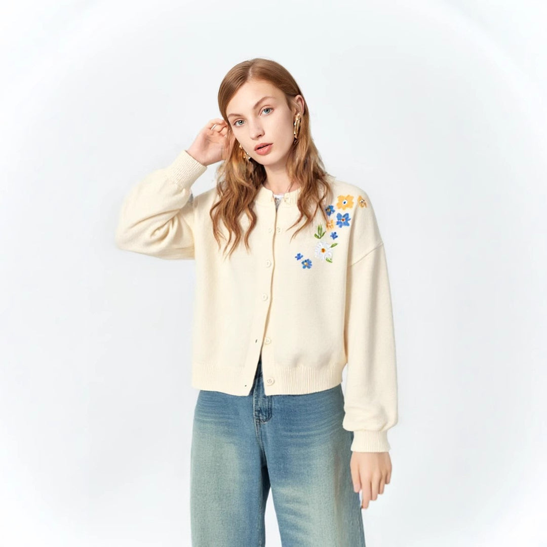Pull en tricot épais pour femme avec détail floral au dos et coupe décontractée Chic & Stil