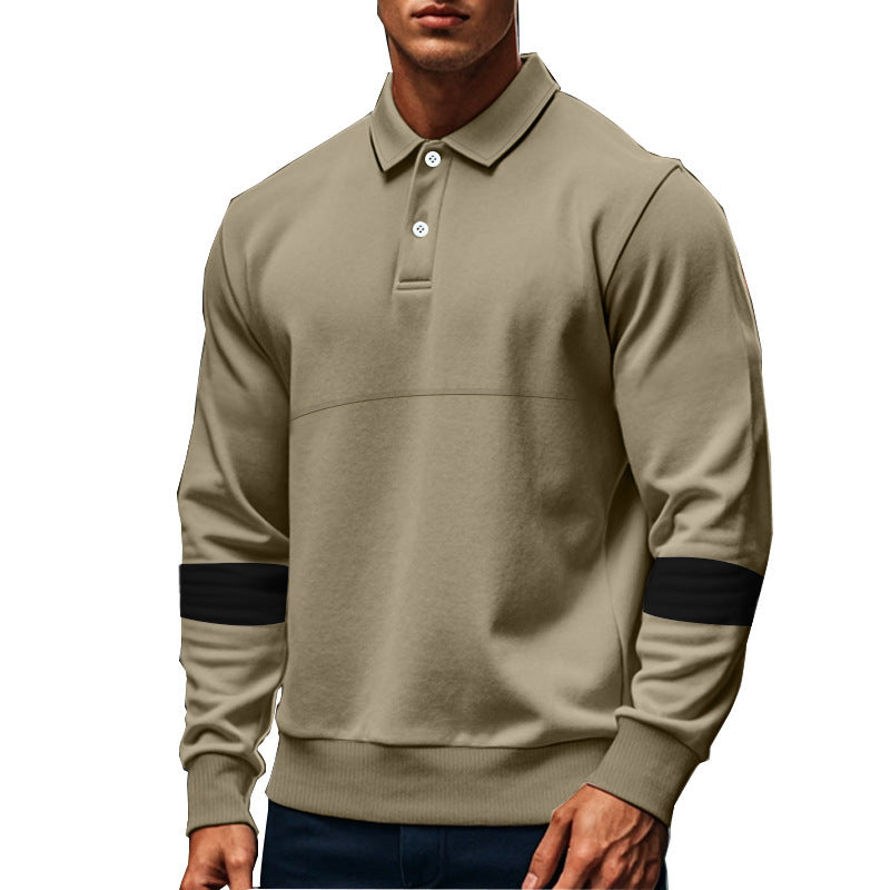 Elegant man long sleeve polo with contrasting sleeve details Lune London